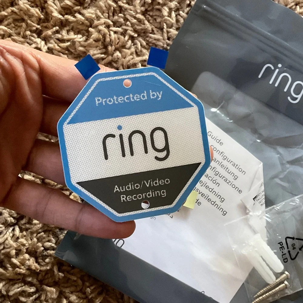 Ring Blue and White Protected By Audio/Video Badge